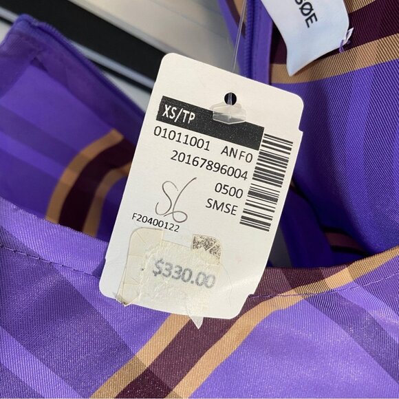 NWT SAMSØE SAMSØE Orion Blouse In Purple Jasper Check Print size XS - Picture 5 of 8